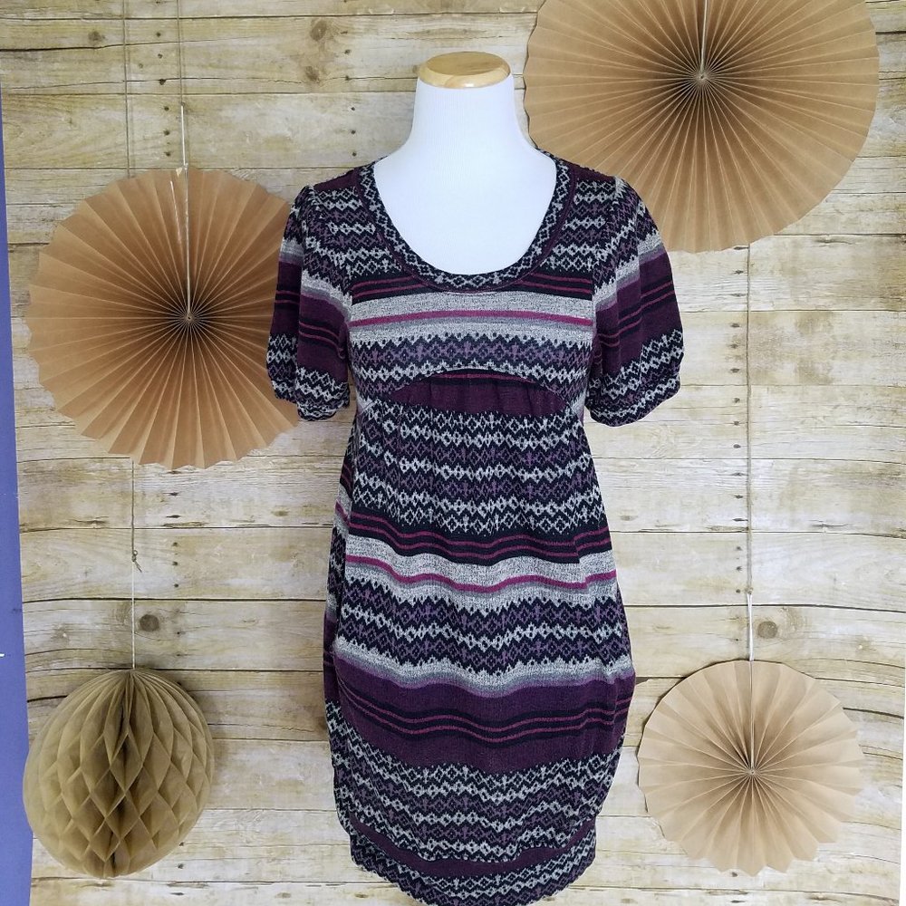 Gorgeous Deep Purple Aztec Pattern Sweater Dress